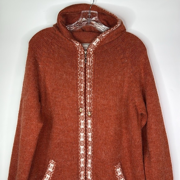The Alpaca Connection Alpaca Blend Rust Orange Full Zip Sweater XXL - Picture 2 of 9